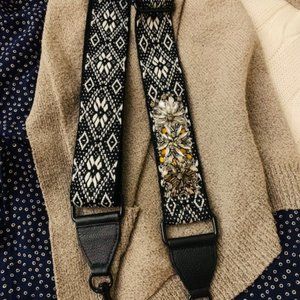 Rebecca Minkoff Guitar strap - black white and gem